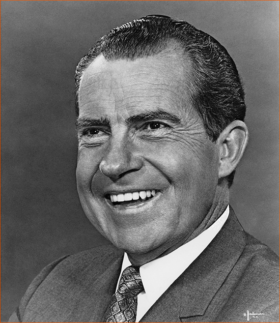 Photographie de Richard Nixon prise par Philippe Halsman (1969).