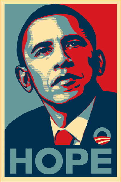 The Barack Obama Hope poster de Shepard Fairey.