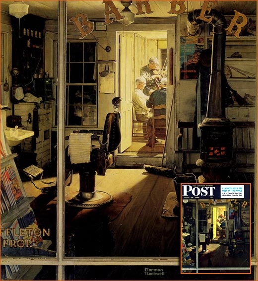 Shuffleton's Barbershop de Norman Rockwell.