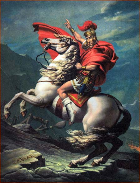 Bonaparte franchissant le Grand-Saint-Bernard selon Albert Uderzo.
