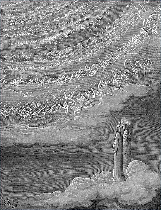 Gravure de Gustave Doré illustrant le Chant XIV du Paradis de La divine comédie de Dante.