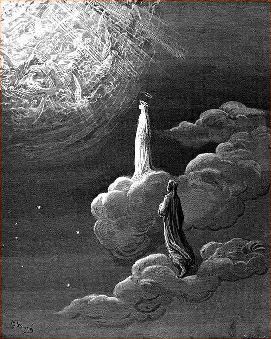 Gravure de Gustave Doré illustrant le Chant XIV du Paradis de La divine comédie de Dante.