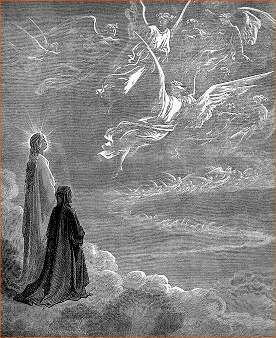 Gravure de Gustave Doré illustrant le Chant XVIII du Paradis de La divine comédie de Dante.
