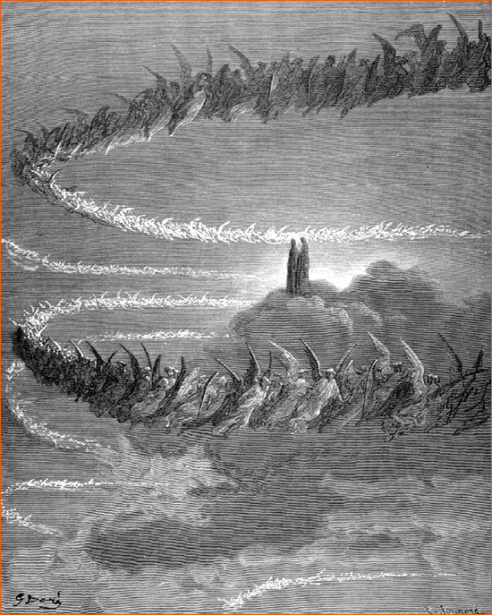 Gravure de Gustave Doré illustrant le Chant XVIII du Paradis de La divine comédie de Dante.