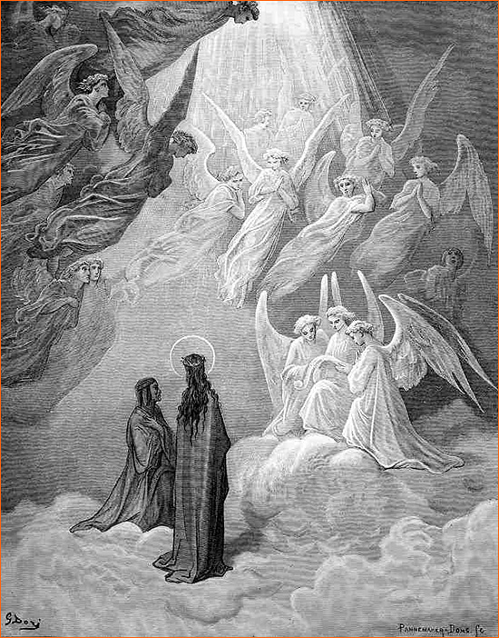 Gravure de Gustave Doré illustrant le Chant XX du Paradis de La divine comédie de Dante.