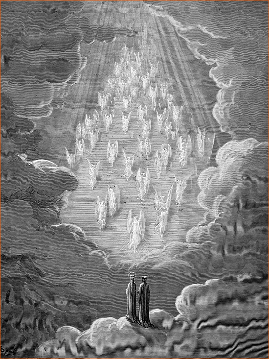 Gravure de Gustave Doré illustrant le Chant XXI du Paradis de La divine comédie de Dante.