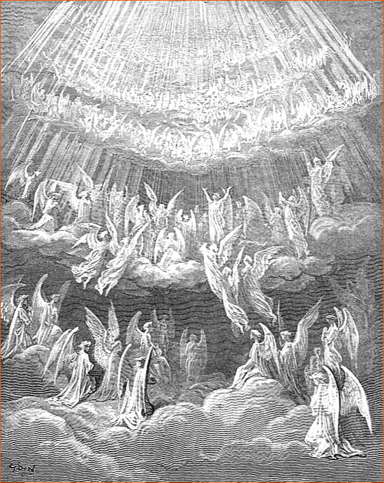 Gravure de Gustave Doré illustrant le Chant XXVII du Paradis de La divine comédie de Dante.