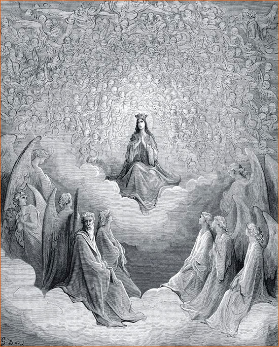 Gravure de Gustave Doré illustrant le Chant XXXI du Paradis de La divine comédie de Dante.