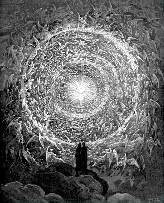 Gravure de Gustave Doré illustrant le Chant XXXIII du Paradis de La divine comédie de Dante.