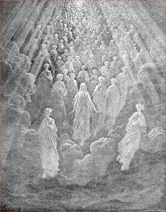 Gravure de Gustave Doré illustrant le Chant V du Paradis de La divine comédie de Dante.