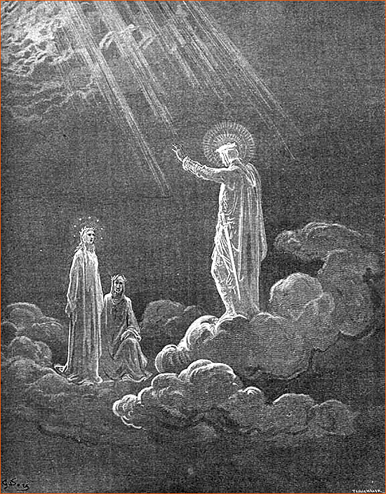 Gravure de Gustave Doré illustrant le Chant VIII du Paradis de La divine comédie de Dante.