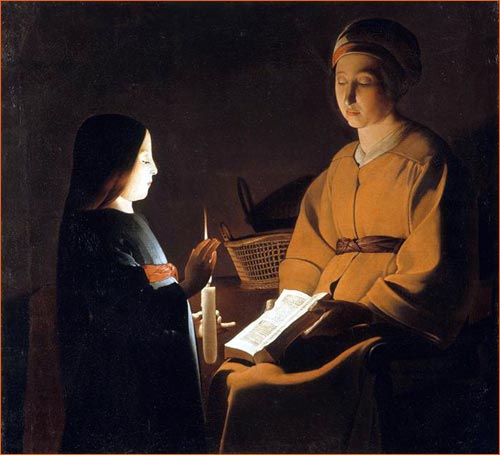 L'éducation de la Vierge au livre de Georges de La Tour.