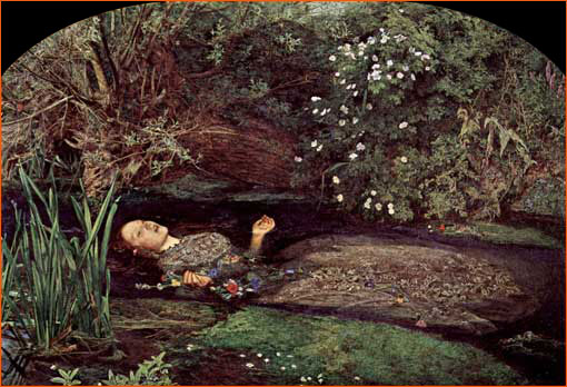 La mort d'Ophélie de John Everett Millais.