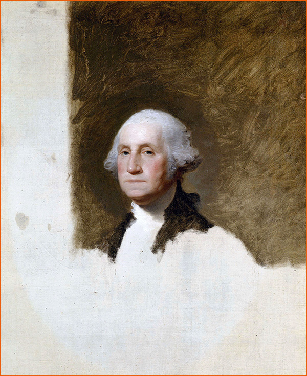 Portrait inachevé de George Washington de Gilbert Stuart (1796).