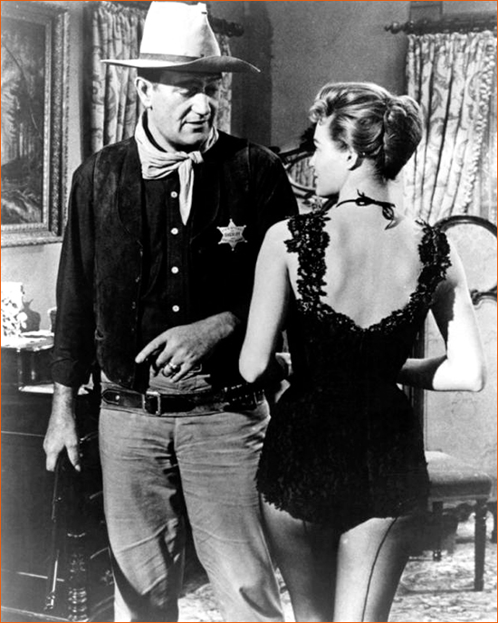 Photographie du tournage de Rio Bravo d'Howard Hawks (1959).