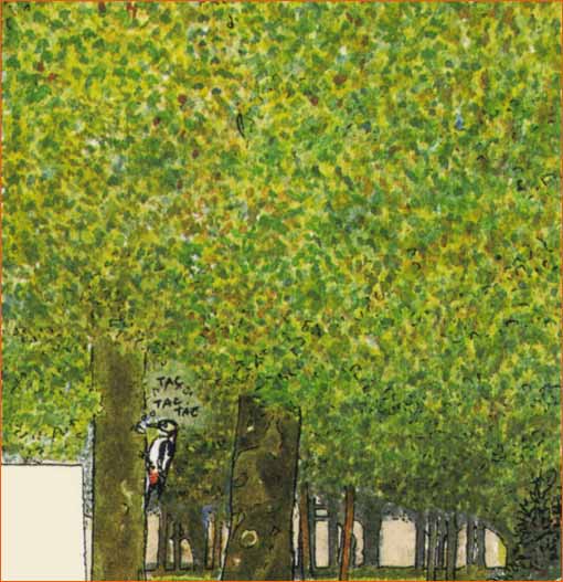 Rosiers sous les arbres selon Michel Plessix.