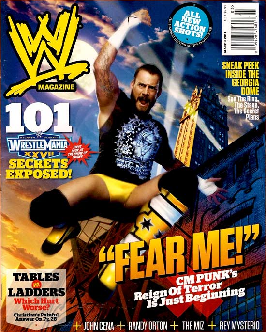 CM Punk pour la couverture de WWE magazine de mars 2011.